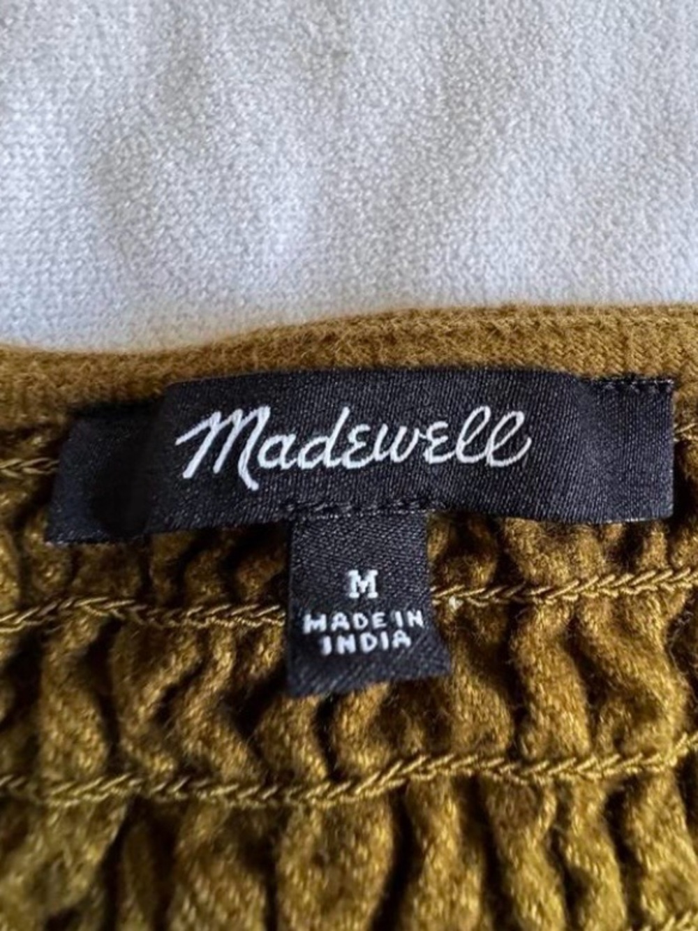 Madewell Olive Brown Flannel Smocked dress with Elastic Cuffs - Picture 4 of 7